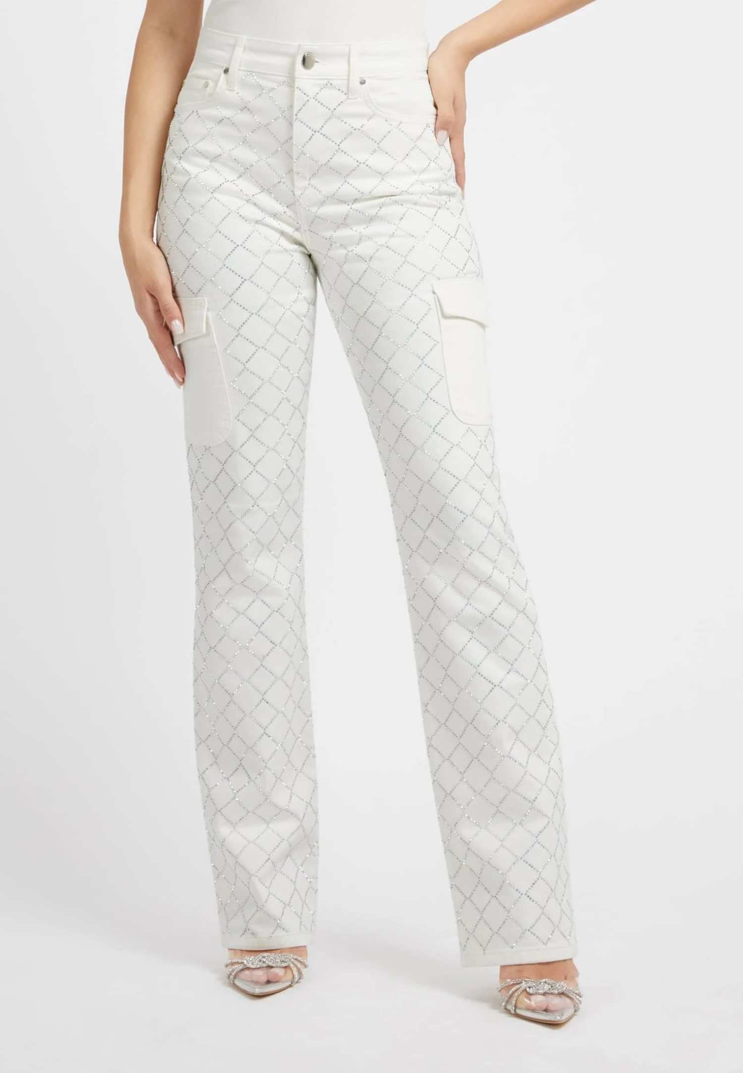 Guess Strasssteine - Jeans Bootcut - Weiß 3 Guess Strasssteine - Jeans Bootcut - Weiß