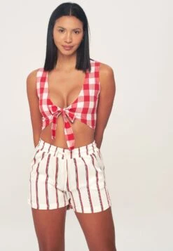 Patterned ElasticShortsBrown Donna Shorts H6621S001-O11