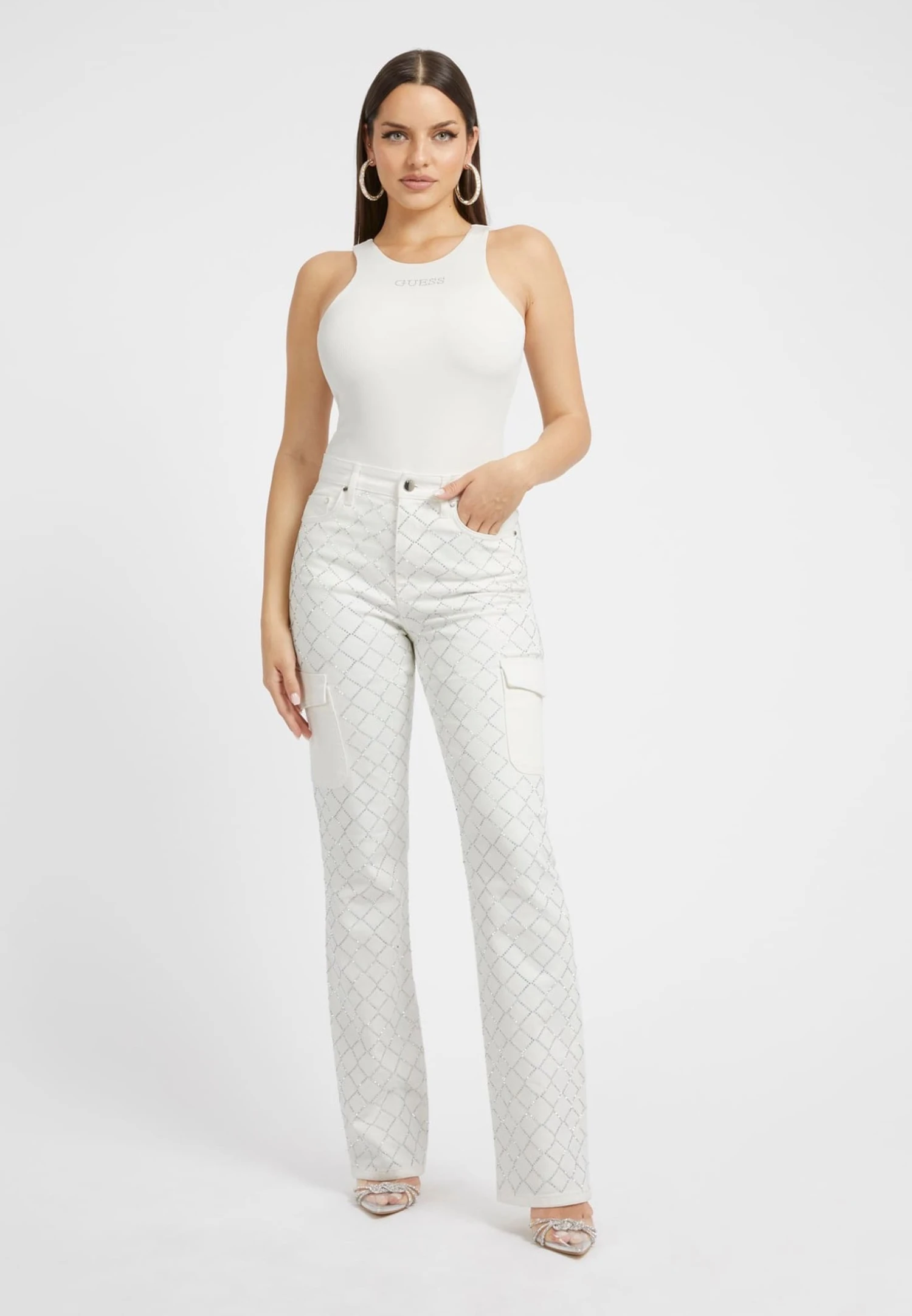 Guess Strasssteine - Jeans Bootcut - Weiß 4 Guess Strasssteine - Jeans Bootcut - Weiß - immagine 2