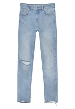 PULL & BEAR Mid Waist RippedJeans Skinny FitStone Blue Denim Donna Jeans PUC21N0KV-K11 -DeFacto Negozio 2d0a79fcfab5426989ea94e30280c49d