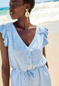 Next Linen Mix Ruffle Sleeve PlaysuitTuta JumpsuitBlue Chambray Donna Tute Jumpsuit NX321T0Q2-K11 -DeFacto Negozio 4b4e1607b55d44a9bc4c2601d62d8ddd