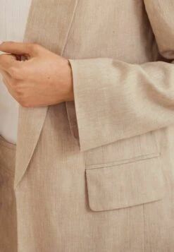 Next Linen Blend Single Breasted Blazer - Cappotto Corto - Natural -DeFacto Negozio 4d14a3c2c427463f85df2d935cd2498b