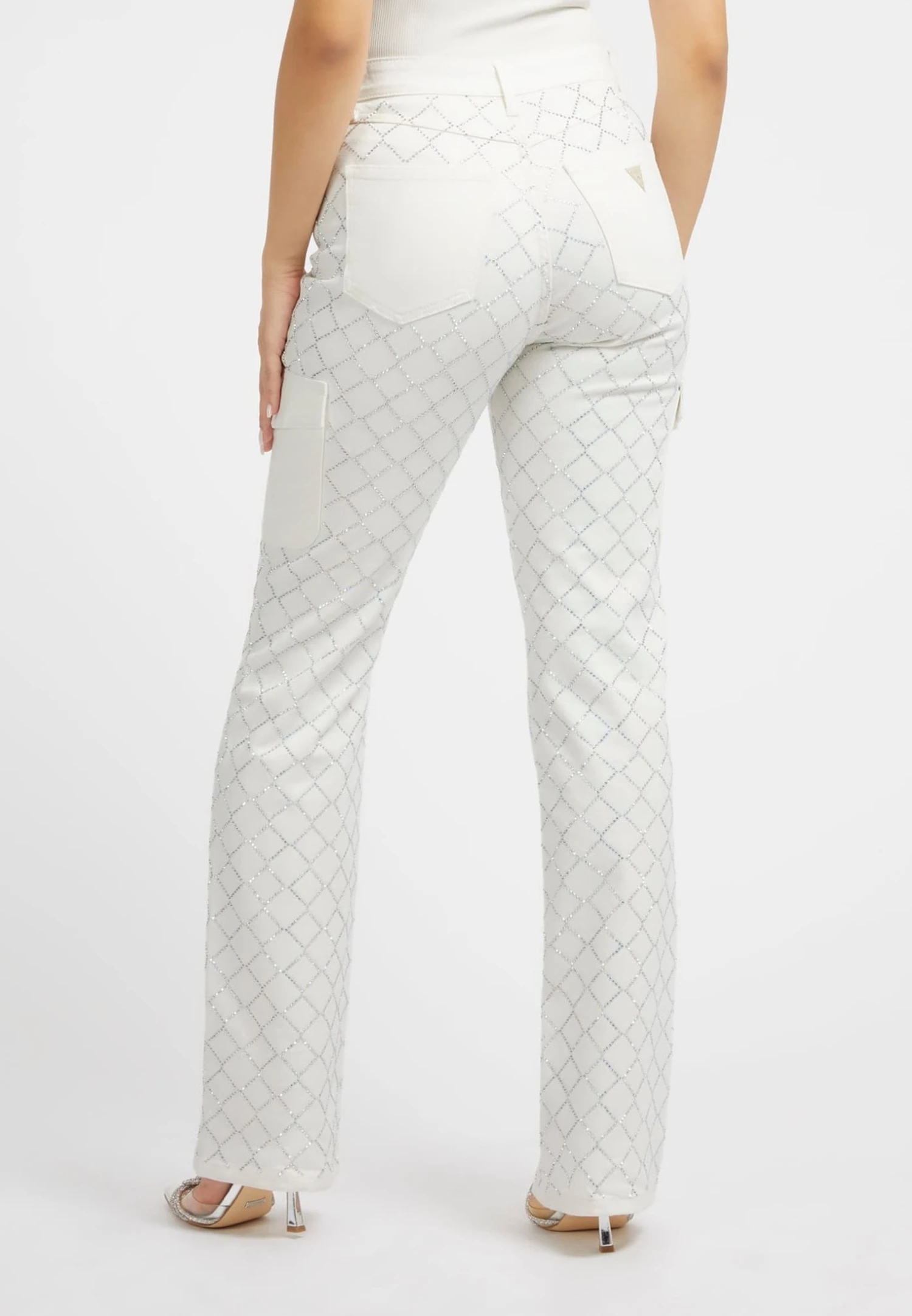 Guess Strasssteine - Jeans Bootcut - Weiß 5 Guess Strasssteine - Jeans Bootcut - Weiß - immagine 3