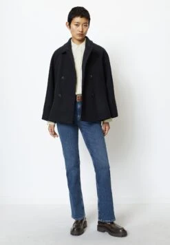 Marc O'Polo Double Breasted Lapel Collar Welt PocketsCappotto CortoDeep Blue Sea Donna Cappotti MA321U0DA-K11 -DeFacto Negozio 662fbb3450e642b3a50ba22f7a6de489