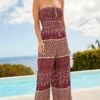 Next Shirred Bandeau JumpsuitTuta JumpsuitRed Burgundy Woodblock Donna Tute Jumpsuit NX321T0O0-G11