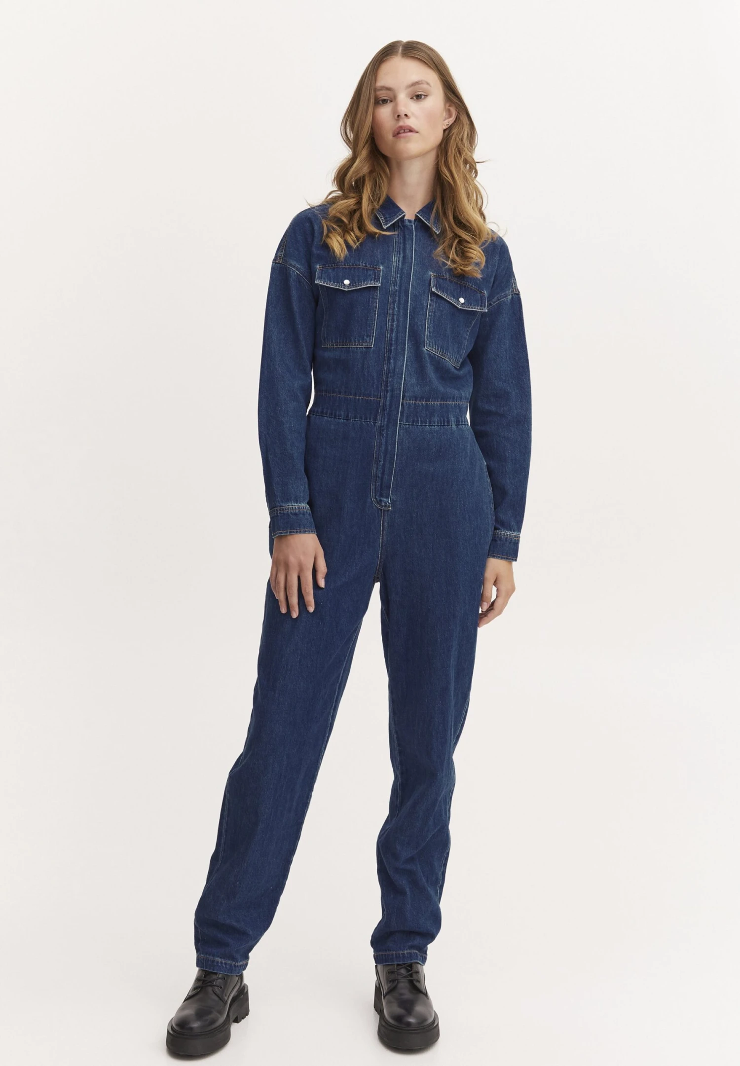 Pzkitt Tuta JumpsuitMedium Blue Denim Donna Tute Jumpsuit PUH21T006-K11 3 Pzkitt Tuta JumpsuitMedium Blue Denim Donna Tute Jumpsuit PUH21T006-K11