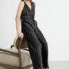 DKNY Double V Neck PleatedTuta JumpsuitBlack Donna Tute Jumpsuit DK121C0VL-Q11