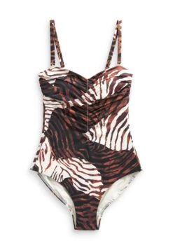 Next Tummy Control Ruched Bandeau SwimsuitCostume Da BagnoBrown Zebra Donna Moda Mare NX381G0AG-O11 -DeFacto Negozio 95373b4a7b5040e291dd9019893e016a