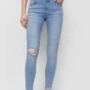 PULL & BEAR Mid Waist RippedJeans Skinny FitStone Blue Denim Donna Jeans PUC21N0KV-K11