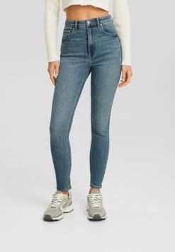 BERSHKA Super High-WaistJeans Skinny FitBlue/Grey Donna Jeans BEJ21N0H7-K11