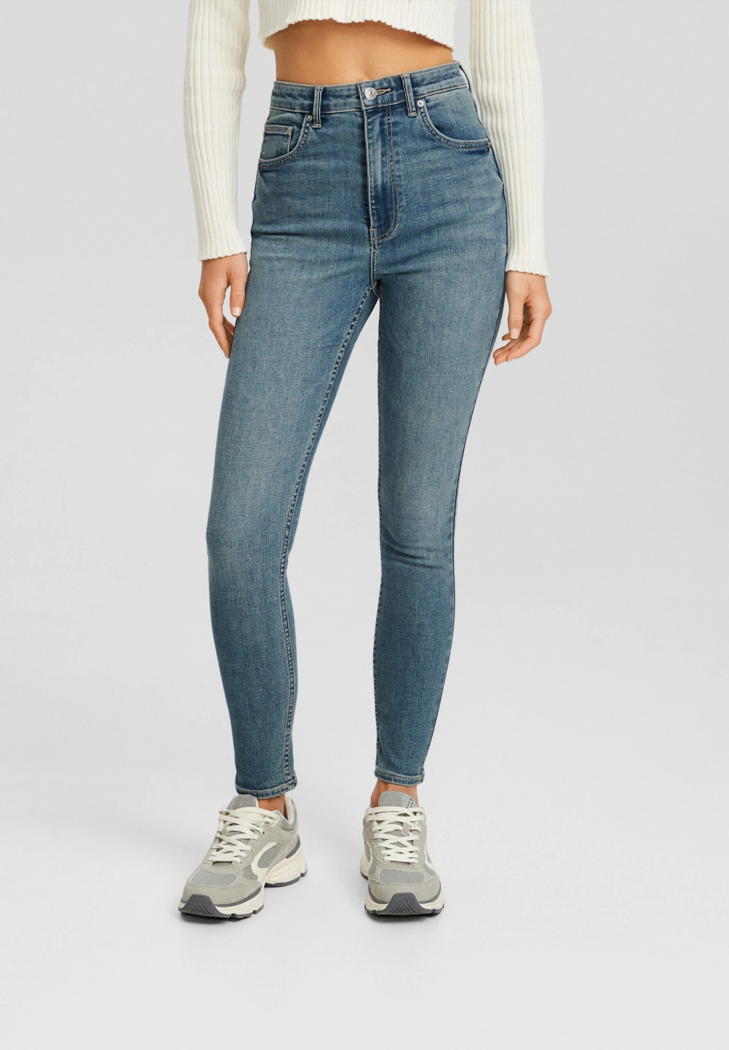 BERSHKA Super High-WaistJeans Skinny FitBlue/Grey Donna Jeans BEJ21N0H7-K11 3 BERSHKA Super High-WaistJeans Skinny FitBlue/Grey Donna Jeans BEJ21N0H7-K11