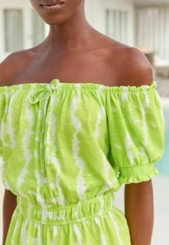 Next Puff Sleeve Bardot PlaysuitTuta JumpsuitLime Green Tie Dye Donna Tute Jumpsuit NX321T0P0-M11 -DeFacto Negozio b216a3bd43404e2dab0a48bb4c585e5f