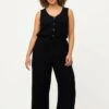 Ulla Popken Coupe Large Sans Manches Et Col VTuta JumpsuitMarine Donna Tute Jumpsuit UP121T011-Q11