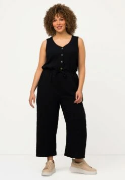 Ulla Popken Coupe Large Sans Manches Et Col VTuta JumpsuitMarine Donna Tute Jumpsuit UP121T011-Q11