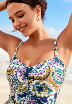 Next Tummy Control Ruched Bandeau SwimsuitCostume Da BagnoPurple Paisley Donna Moda Mare NX381G0A7-I11 -DeFacto Negozio bf275b9646884091b3aaa0a36656ade6