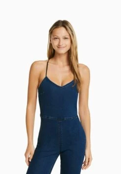 BERSHKA Elastic With Cut-Out BackTuta JumpsuitLight Blue Denim Donna Tute Jumpsuit BEJ21T0B2-K11 -DeFacto Negozio cfc9f3d76add4f3e9b7237a9adf09d73