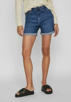 Vila High Waist - Shorts Di Jeans - Medium Blue Denim
